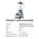 Midea Pengisar - 1.0L Glass Jar Blender with Plastic Grinder (600W) MBL603B0BGG