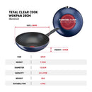 Tefal Set Kuali Clear Cook 3pcs Set Frypan 26cm + Wokpan 28cm Non-Stick B266S3