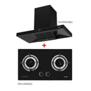 Elba Hub Dapur Designer Hood EH-R9033(BK) + Elba Dapur Gas Kaca Glass Stove EGH-M8442G(BK) - High Quality Tempered Glass, Black (4.8kW)