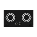 Elba Hub Dapur Designer Hood EH-R9033(BK) + Elba Dapur Gas Kaca Glass Stove EGH-M8442G(BK) - High Quality Tempered Glass, Black (4.8kW)