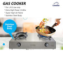 Chelstar Dapur Gas Nyalaan Jet 2 Pembakar Gas Cooker 13.6kW Super Jet Flame Stainless Steel 2 Burner Stove CDF-936J