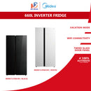 Midea Peti Sejuk 660L Side By Side Inverter Fridge WIFI Refrigerator Glass MDRS712FIE63B (Black) MDRS712FIE61W (White)