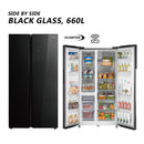 Midea Peti Sejuk 660L Side By Side Inverter Fridge WIFI Refrigerator Glass MDRS712FIE63B (Black) MDRS712FIE61W (White)