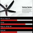 REZO Kipas Siling - Ventus Ceiling Fan 5 Blade with Remote Control AC Motor MY56 (56") ZR42 (42") (Matt Black)