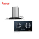 Faber Built-In Glass Cooker Hob LAVIN 2B/76BK + Faber Cooker Hood FABERJET ZITTO 90SS (Combo Set) 2B/76BK + ZITTO 90SS
