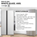 Midea Peti Sejuk 660L Side By Side Inverter Fridge WIFI Refrigerator Glass MDRS712FIE63B (Black) MDRS712FIE61W (White)