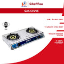 ChefOne Dapur Gas Tahan Karat  Stainless Steel Double Gas Stove UF-GS1616SS