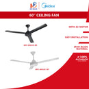 Midea Kipas Siling Ceiling Fan 60” 5 Speed MFC-60A23 (Black / White)