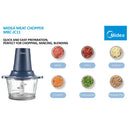 Midea Pengisar Chopper Elektrik 1.8L Glass Jar Chopper MBC-JC11