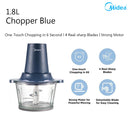 Midea Pengisar Chopper Elektrik 1.8L Glass Jar Chopper MBC-JC11