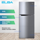 Elba 250L Fridge Refrigerator Peti Sejuk 2 Pintu  ERG2521 ER-G2521(SV)