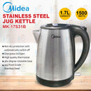 Midea Cerek Elektrik Stainless Steel Jug Kettle (1.7 L) MK-17S31B MK-17S33D