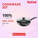 Tefal 28cm Cookware Cook & Clean Wokpan With Lid B22572 B2257295
