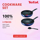 Tefal Set Kuali Clear Cook 3pcs Set Frypan 26cm + Wokpan 28cm Non-Stick B266S3