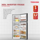 Toshiba 360L 2 Door Inverter Refrigerator GR-RT416WE-PMY(06)