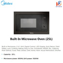 Midea 25L Built-In Microwave Oven With Grill MBM-VE8925