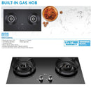Midea Dapur Gas Tanam Kaca - 2 Burner Built-In Glass Gas Cooker Hob with 5.8kW MGH-2280GL