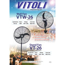 Vitoli 26'' Industrial Stand Fan / Kipas Angin Besar VT-26