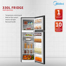 Midea Peti Sejuk 2 Pintu 330L Door Refridgerator MDRT384MTB30