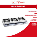 Butterfly Dapur Gas 3 Pembakar Triple Burner Gas Stove BGC-3011L