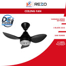 Rezo 30'' NINO 3 Blade Ceiling Fan DC Motor With Remote Control NINO-30 (Matt Black)