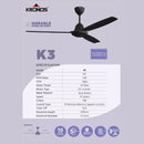 Kronos Kipas Siling By Deka 3 Blade 60" Ceiling Fan DC Motor K3
