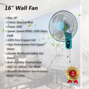 Milux 16" Kipas Dinding Wall Fan MWF-1601SE (PEACOCK)