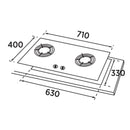 Rubine 2 Burner Hob Built In Gas Cooker Stainless Steel RGH-ENYA2B-SS