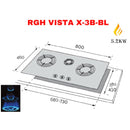 Rubine Glass Hob Built In Gas Cooker 5.2kW RGH-VISTA X-2B-BL (2 BURNER) / RGH-VISTA X-3B-BL (3 BURNER)