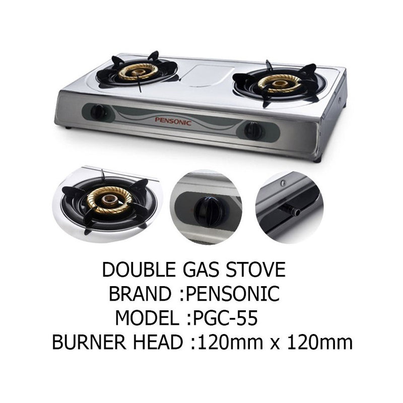 Pensonic Double Burner Stainless Steel Gas Stove PGC-55S