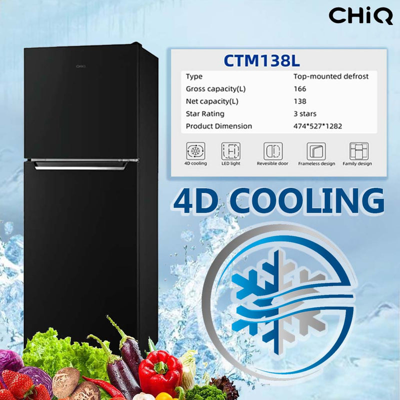 CHiQ Fridge 2 Door Refrigerator (166L) CTM138L