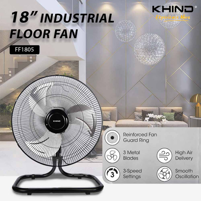 Khind 18" Industrial Floor Fan with Aluminium Fan Blade FF1805 kipas