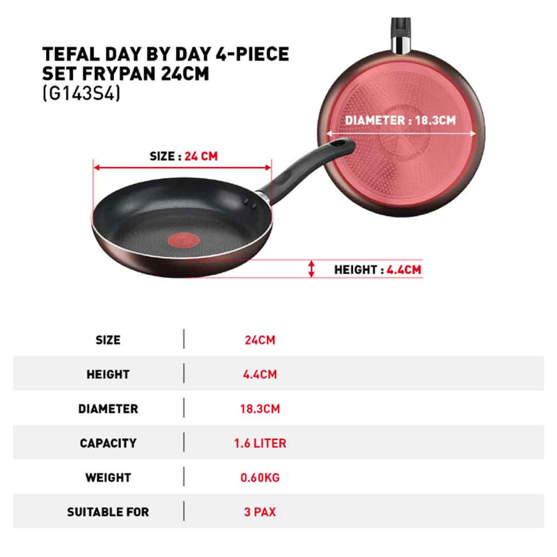 Tefal Day by Day 4-PC set (FP24cm+SCP18cm+Small Spatula) G143S4
