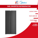 Midea Refrigerator Side By Side 560L 2 Doors Fridge MDRS620G45MY