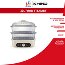 Khind Pengukus Makanan - 30L Electric Food Steamer SE3016F