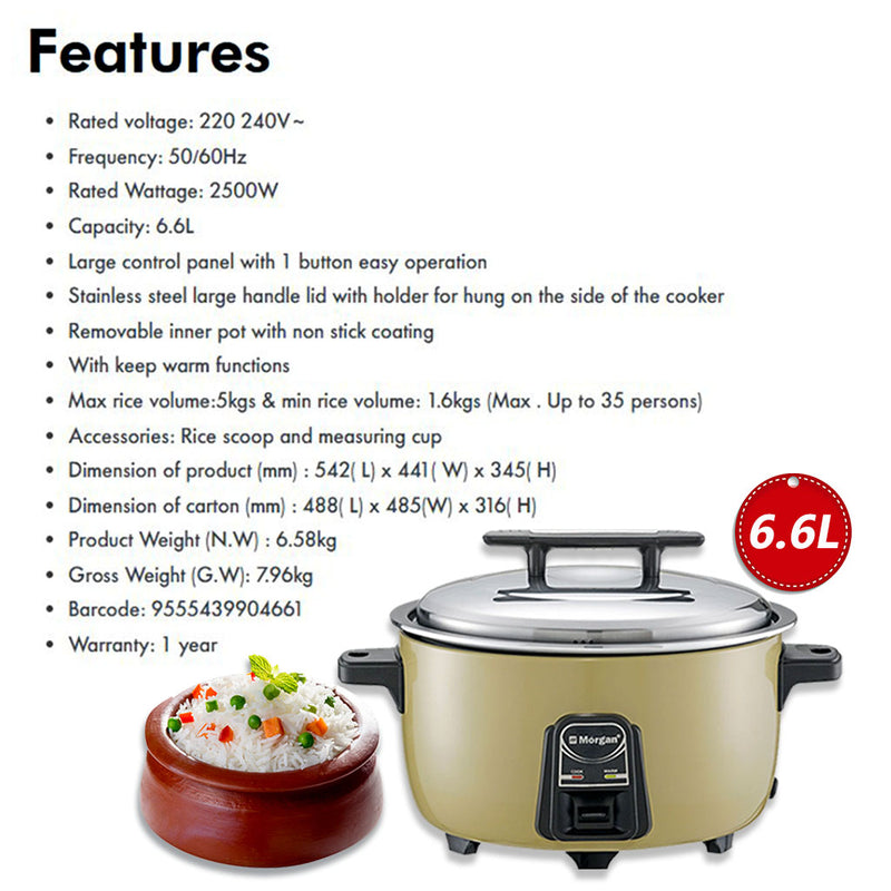 Morgan Periuk Nasi Commercial Electrical Rice Cooker (6.6 L) MCR-VAST7
