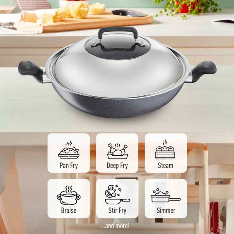 Tefal Cookware Natura Deep Frypan 26cm B22665 / 28cm B22666 / Wok 34cm With Lid B22696