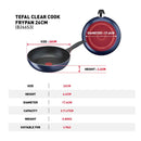 Tefal Set Kuali Clear Cook 3pcs Set Frypan 26cm + Wokpan 28cm Non-Stick B266S3