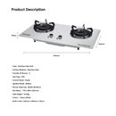 SAYANG Dapur Gas Tahan Karat Double Burner Stainless Steel Hob ELH0594
