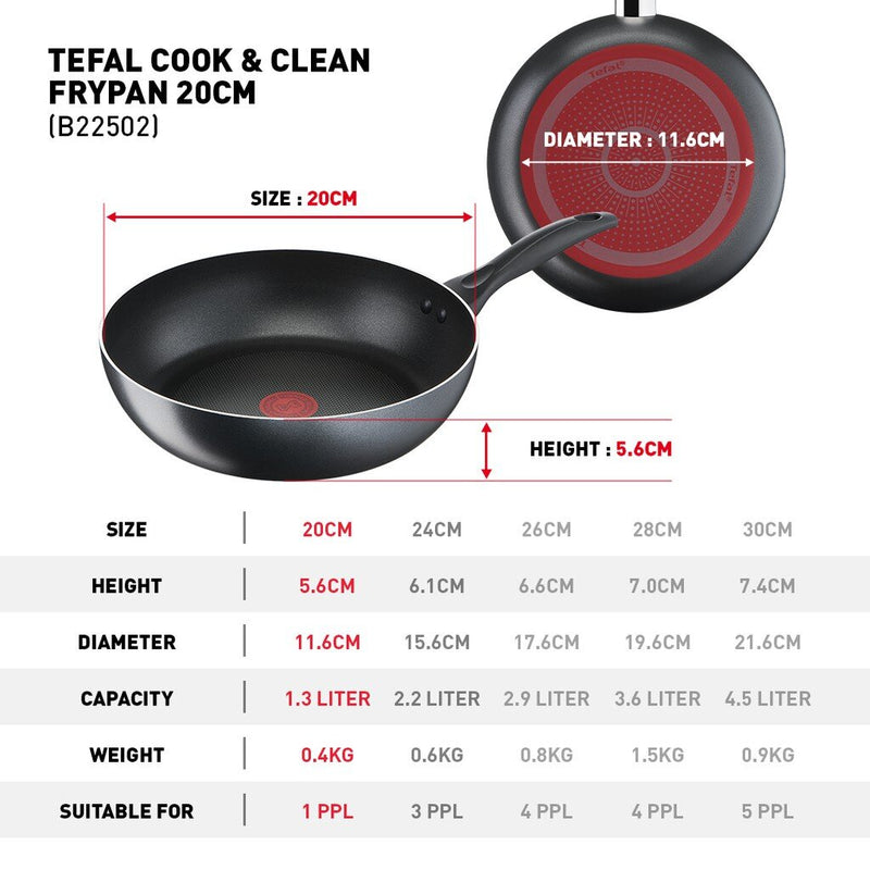 Tefal Cookware Cook & Clean Frypan 20cm B2250295
