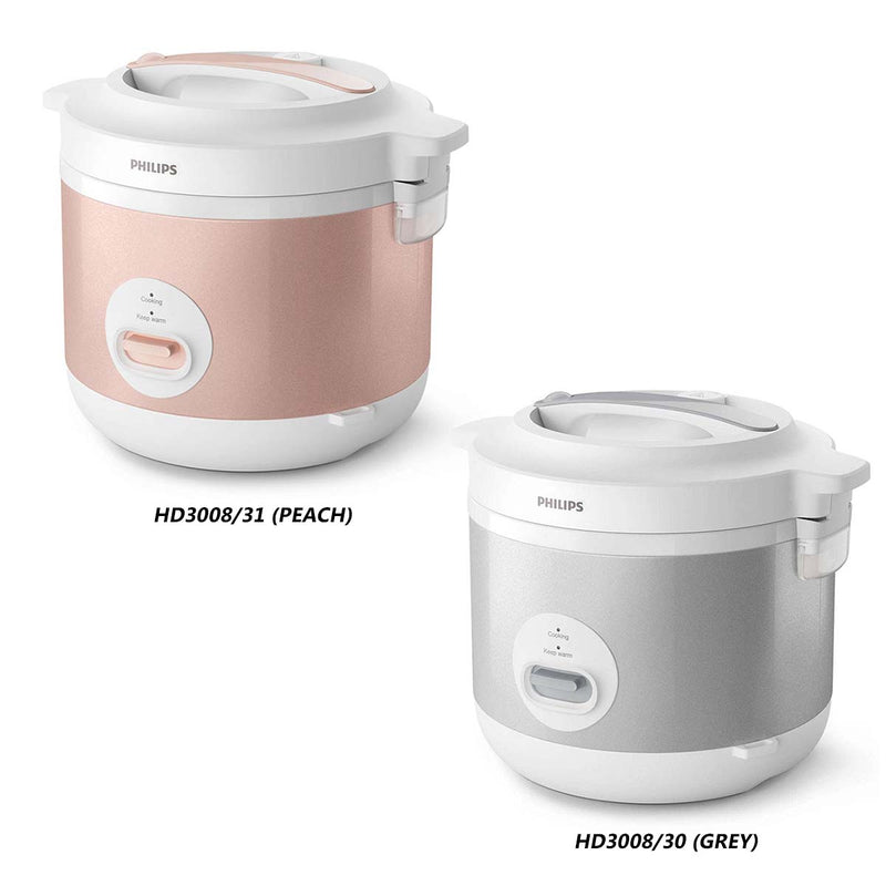 Philips 1.8L Jar Rice Cooker HD3008/30 (Grey) / HD3008/31 (Peach)