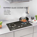Milux Dapur Gas Kaca 2 Pembakar 2 Burner Premium Tempered Glass Hob Gas Cooker MGH-348