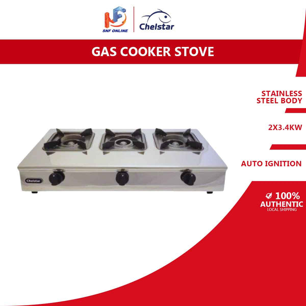 Chelstar Stainless Steel 3 Burner Commercial Gas Stove CGC-311