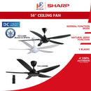 Sharp Kipas Siling - 5 Blades Ceiling Fan With Remote Control (56”) PJC116BK PJC116SDBK