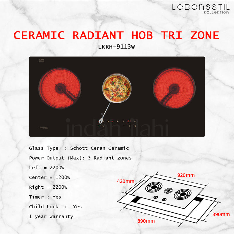 Lebensstil Kollektion 3 zones Ceramic Hob LKRH-9113W