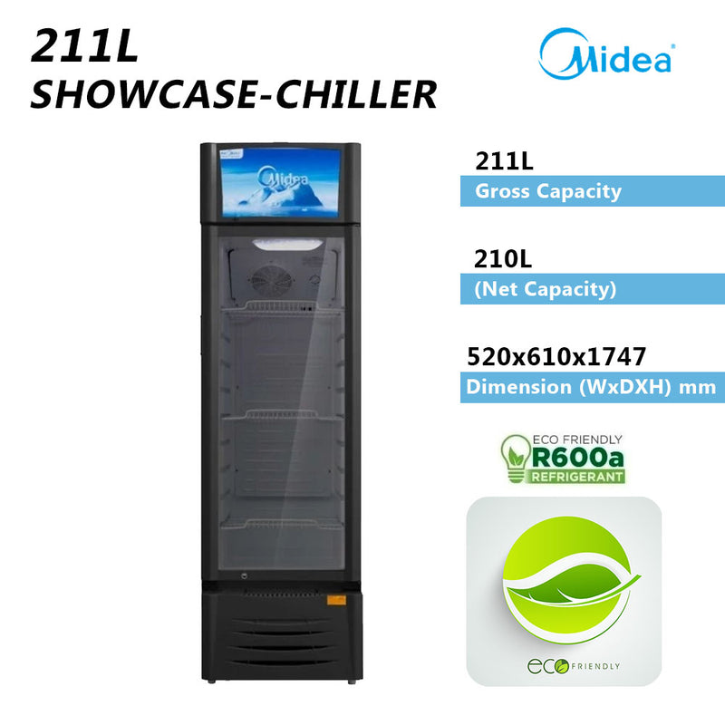 Midea Showcase 211L Glass Door MDRZ304FGG30