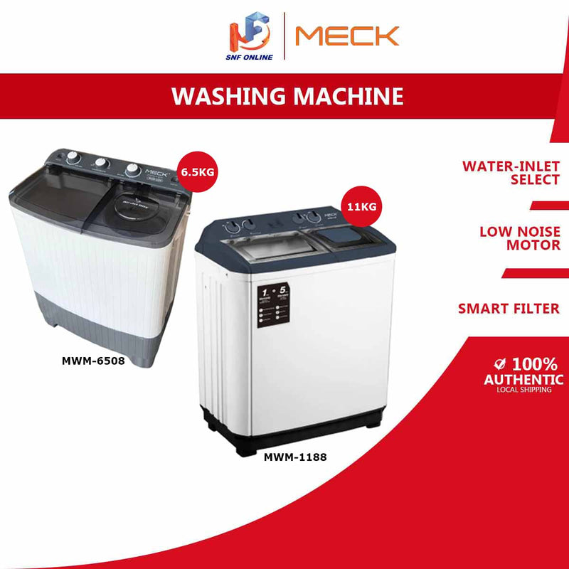 Meck Mesin Basuh Twin Tub Semi Auto Washing Machine MWM-6508 (6.5kg) / MWM-1188 (11kg)