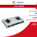 Milux Dapur Gas 2 Pembakar Double Burner Stainless Steel Gas Cooker MSS-2140