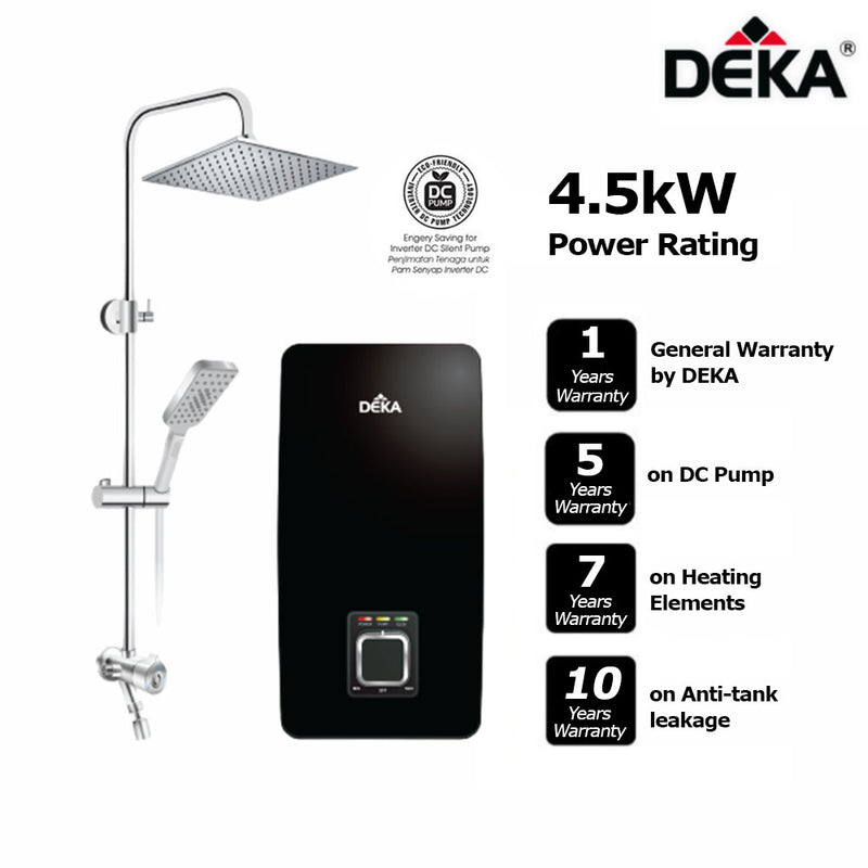 Deka Pemanas Air AQUAS 66RS DC Inverter Rain Shower Water Heater AQUAS 66RS (Matt Black)