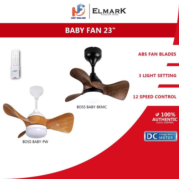 Elmark Kipas Syiling 23'' DC Ceiling Fan Remote Control With LED Light BOSS BABY (MBK+MC) (PINEWHITE)
